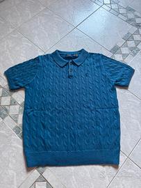 Polo Ralph Lauren a trecce blu con logo blu Tg L
