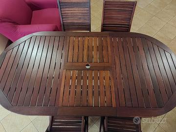 TAVOLO LEGNO TEAK + 4 SEDIE
