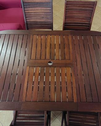TAVOLO LEGNO TEAK + 4 SEDIE