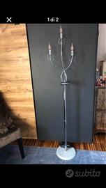 Lampada vintage piantana cromo design 3 bracci 