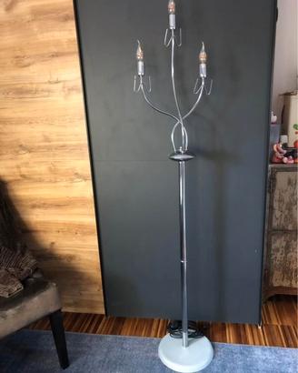Lampada vintage piantana cromo design 3 bracci 