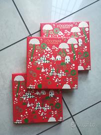 Lotto 3 scatole pieghevoli natalizie L'Occitane