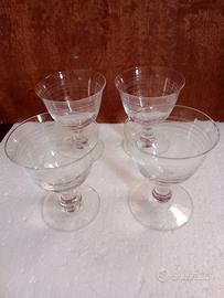 4 Calici da Amaro Grappa in Cristallo Intagliato 