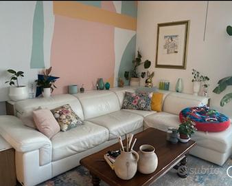 Divano angolare in vera pelle – Bianco