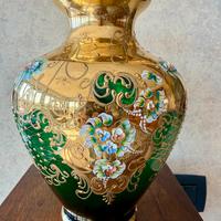 Antico vaso vetro Murano, tecnica tre fuochi