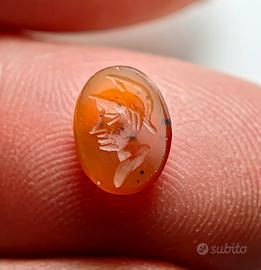 Antica Micro Corniola Intagliata Incisa 9x6x2mm 