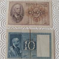 REGNO D’ITALIA -2 BANCONOTE 5+ 10 LIRE 1944