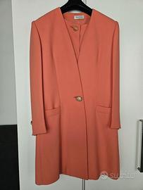 Completo donna abito + soprabito color corallo