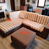 Divano a penisola e puof contenitore.