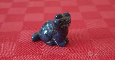 Statua Statuetta di Gatto in Pietra Dura Sodalite