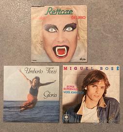 Tre 45 giri anni Rettore Tozzi Bosè