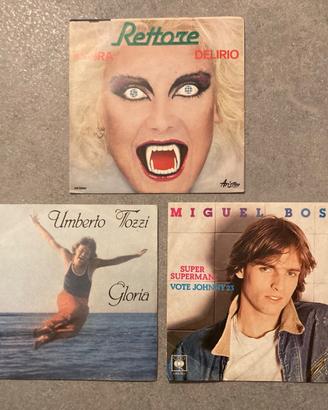 Tre 45 giri anni Rettore Tozzi Bosè