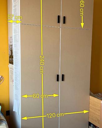 Armadio IKEA PLATSA 120x57x240 cm, 4 ante, marrone