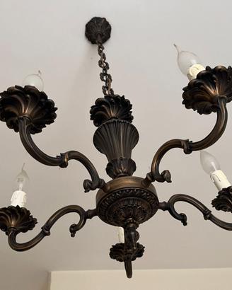 Lampadario in Bronzo + due Lumetti (ANTICO)