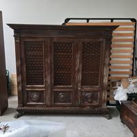 libreria vetrina neorinascimentale in noce