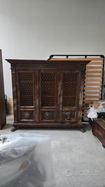 libreria vetrina neorinascimentale in noce