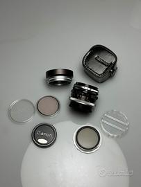 Obbiettivo canon FL 50mm f1.8 con accessori