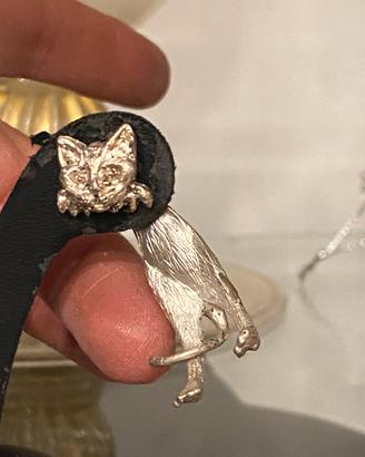 Orecchino gatto argento 925 scultura pezzo unico