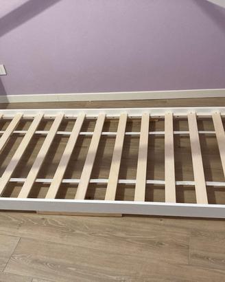 Letto Montessori a casetta in legno bianco 200x90 
