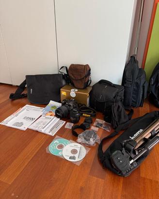 Nikon D3100 kit obiettivi, tripod, borse