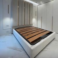 Letto matrimoniale velluto beige-oro,testata 2,6 m