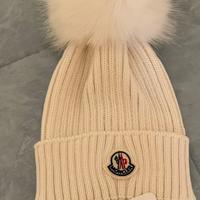 MONCLER CUFFIA BERRETTA LANA BIANCA PON PON