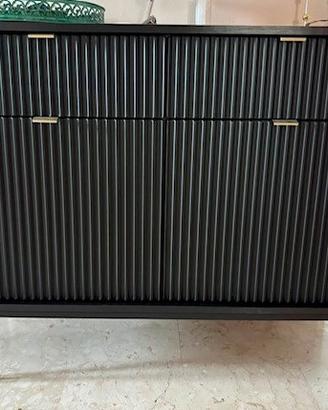 Mobile madia moderna design con cassetti nero oro