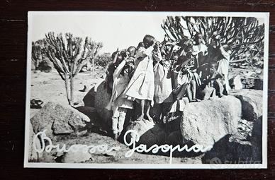 Cartolina auguri Buona Pasqua dalle colonie 1940 