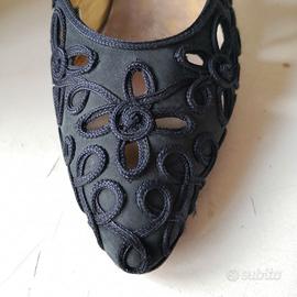 Scarpe donna cerimonia in nabuk blu traforato