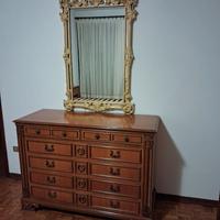 Cassettiera vintage con specchio, comodini e testa