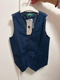 Giacca e gilet benetton blu coodinati nuovi 6/7a