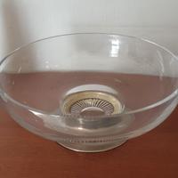 Centrotavola cristallo con base in argento 