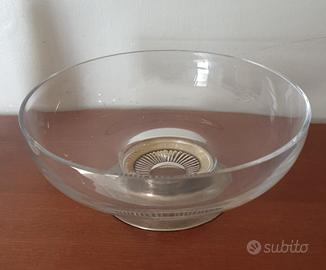 Centrotavola cristallo con base in argento 