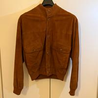 Bomber in vera pelle scamosciata di renna