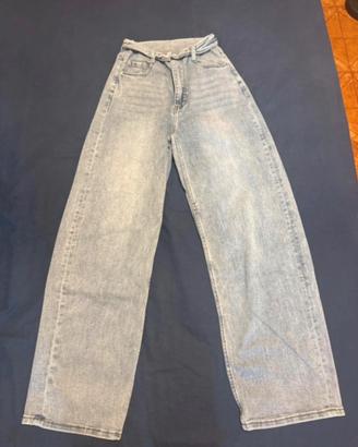 Jeans Baggy Wide Leg Washed Chiaro