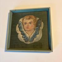 Angelo custode quadro su tessuto vintage