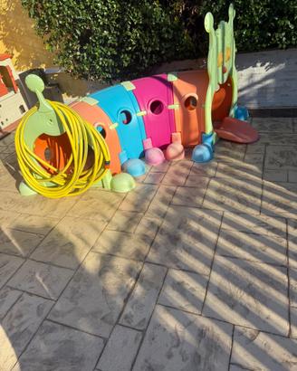 Lotto giochi da giardino bruco+scivolo+bici rosa