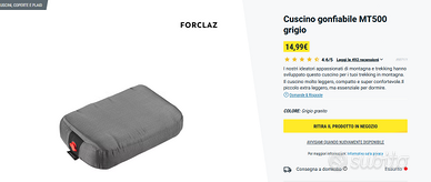 Cuscino gonfiabile MT500 grigio
