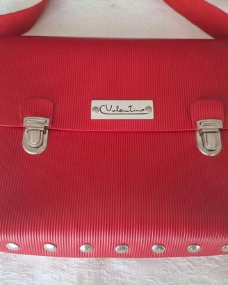 BORSA ROSSA rigida vintage, ecopelle con tracolla