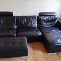 Divano in pelle nera 315 x 170 cm