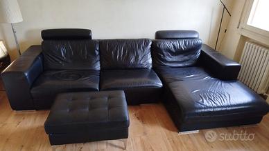 Divano in pelle nera 315 x 170 cm