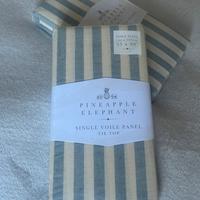 Coppia tende cotone a righe azzurre nuove