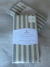 Coppia tende cotone a righe azzurre nuove