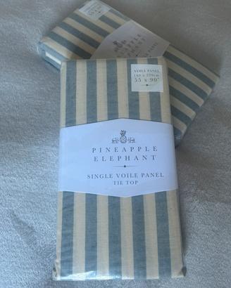 Coppia tende cotone a righe azzurre nuove