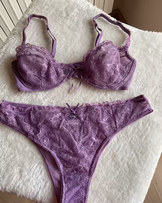 Completo intimo donna pizzo e tulle lilla CONBIPEL