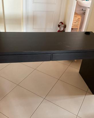 Scrivania IKEA nera con 2 cassetti