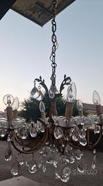 Lampadario in ottone e vetro