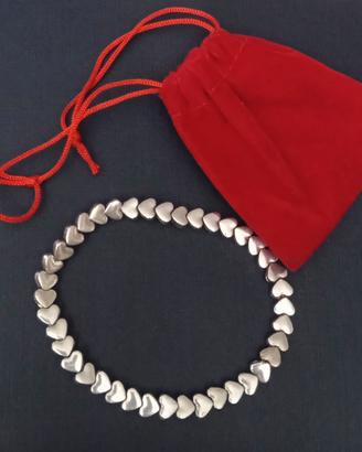 Braccialetto cuori argento sterling, elastico