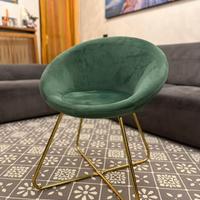 Sedia Poltroncina in velluto verde di Design WOLTU