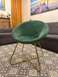 Sedia Poltroncina in velluto verde di Design WOLTU